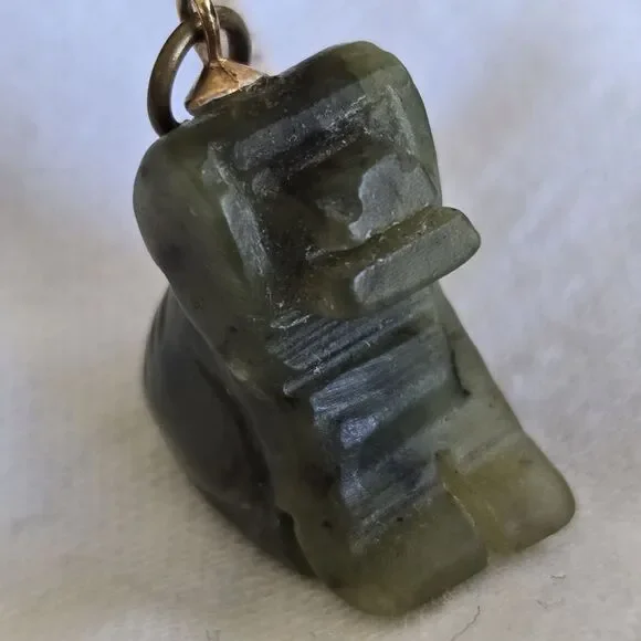 Vintage Carved Nephrite Jade Animal Pendant Necklace 1/20 12K Gold Filled Chain - Picture 4 of 16